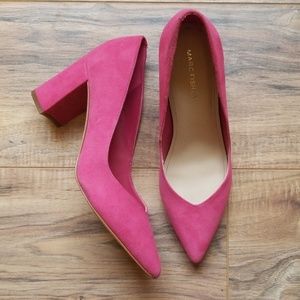 Marc fisher pink suede block heel